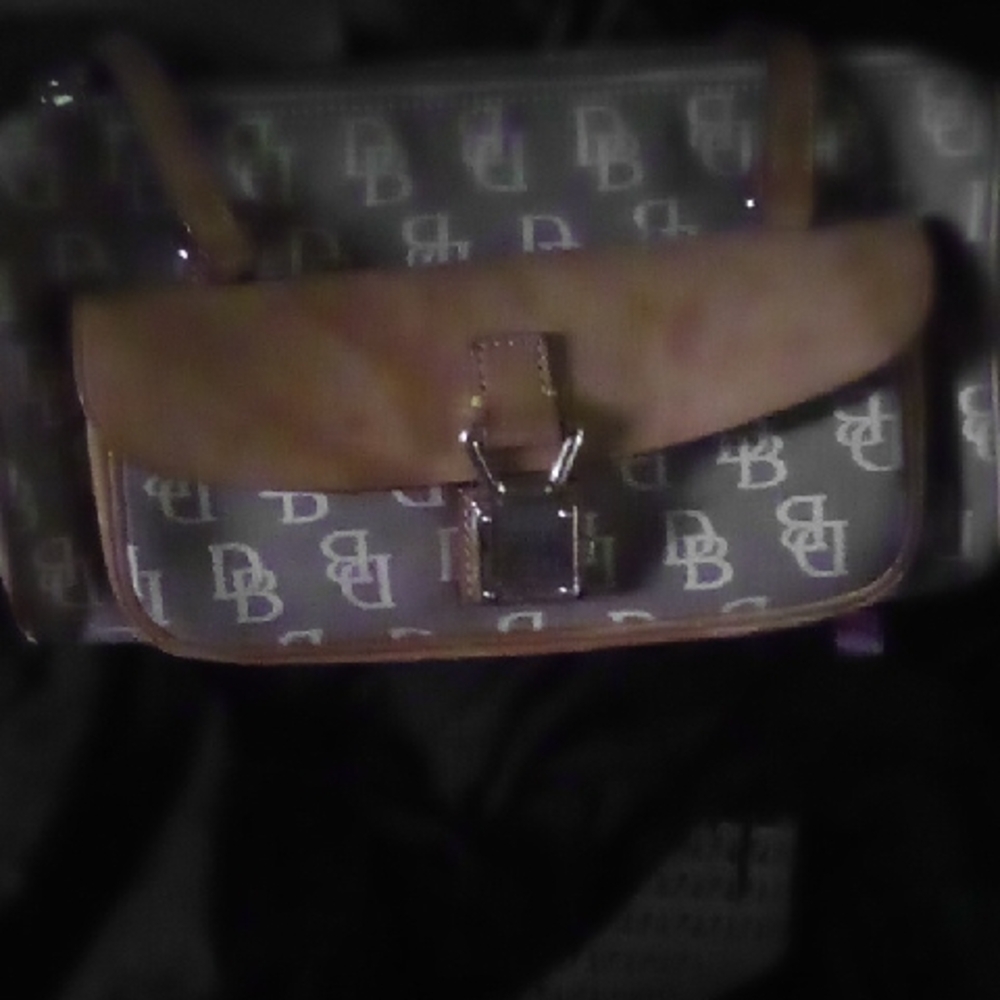 Dooney & Bourke Monogram Gray and Tan Shoulder Bag